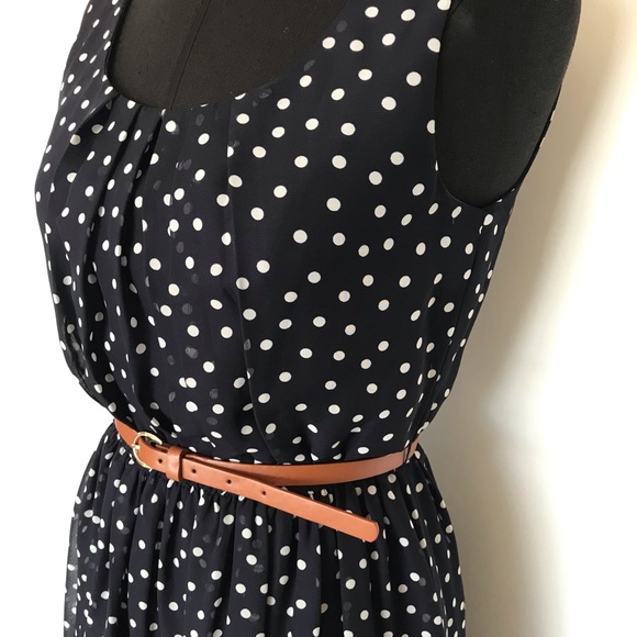 Polkadot Dress Navy Blue, - Picture 3 of 4